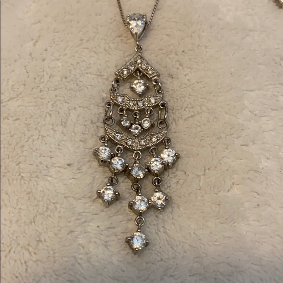 CZ & sterling silver necklace and earring set - Picture 2 of 6